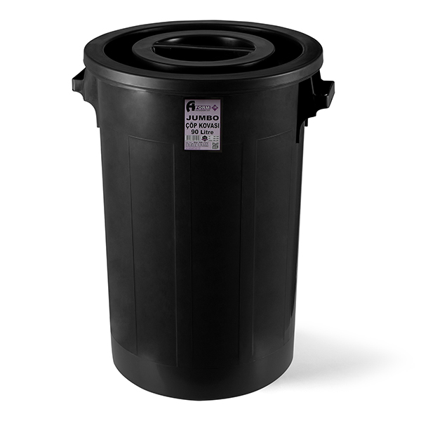 A Form 90 Litre Jumbo Sanayi Tipi Çöp Kovası Siyah
