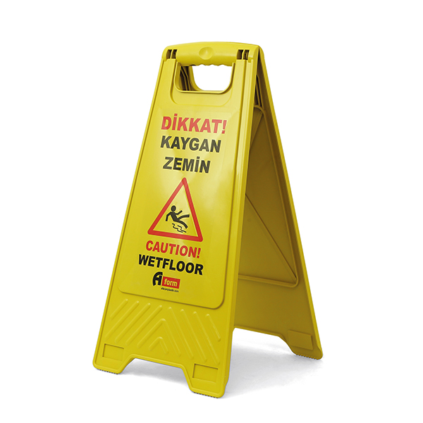 A Form Warnschild für rutschigen Boden